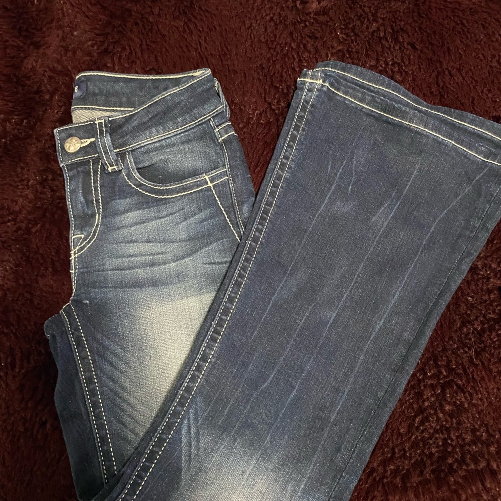 Miss Me Blue Flared Jeans with Vintage Wash
